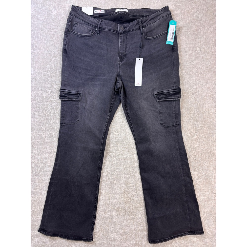 Vigoss Gracie Cargo Bootcut Jeans Womens 16W Black Utility Denim VC-P02274X